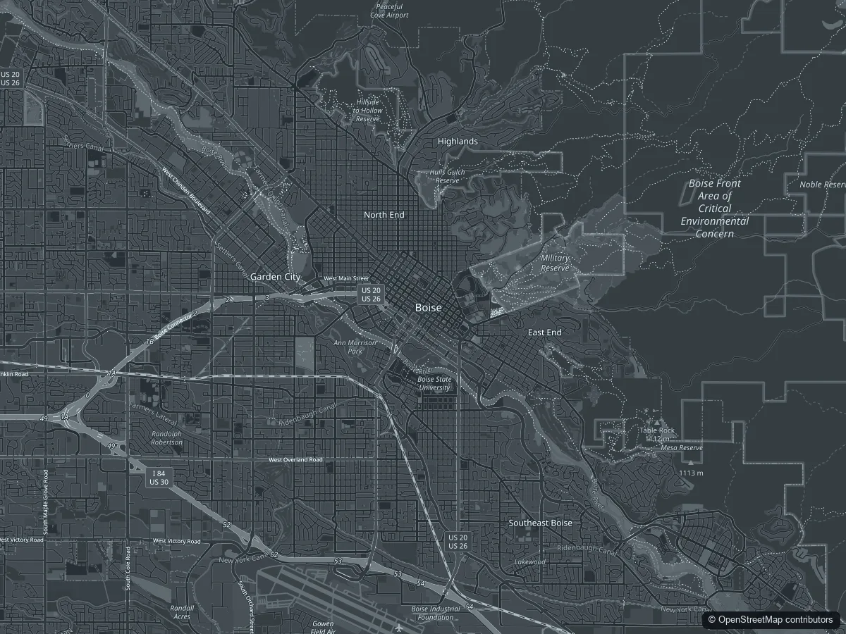 Map of Boise service coverage area