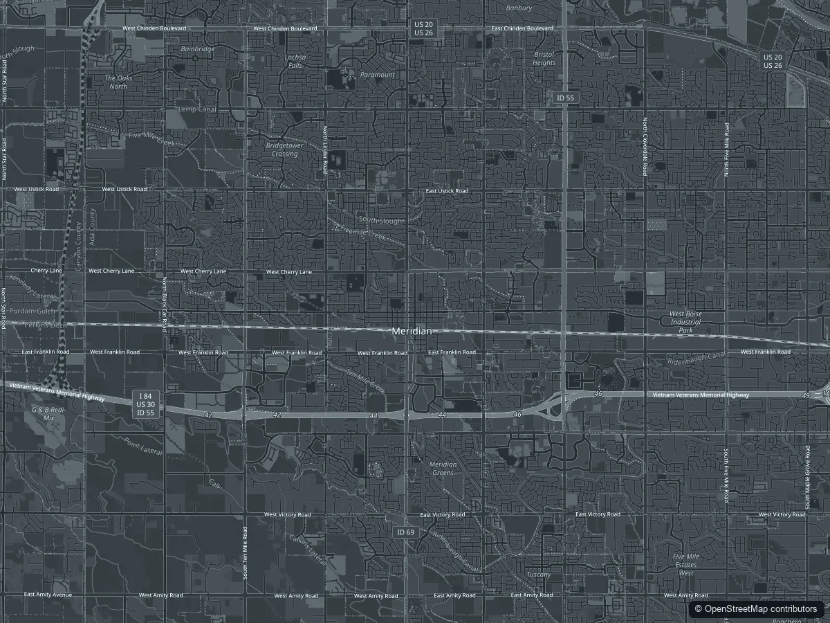 Map of Meridian service coverage area